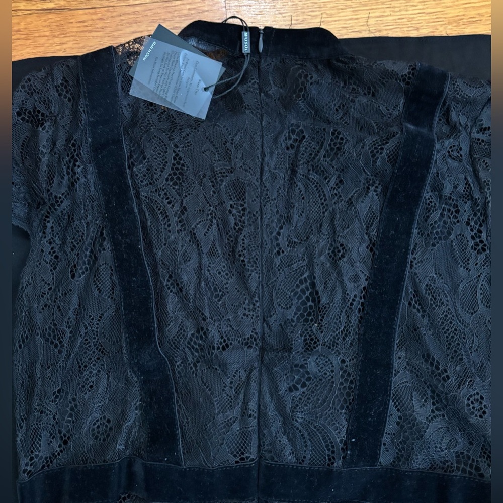 Miusol Dress Women’s Medium Black Lace/Suede Top Lined Maxi Evening Formal New - Picture 4 of 12